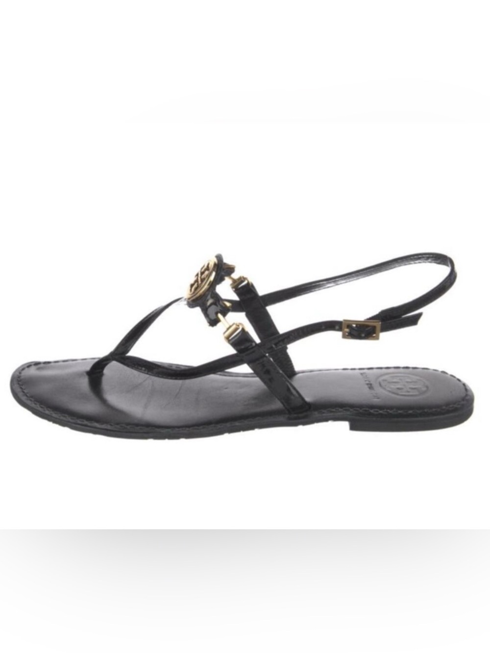 Tory Burch Ali Black Logo Sandals 8.5